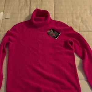 Bloomingdale's Hot Pink Turtleneck Sweater